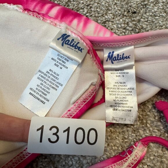 Y2K Vintage Bikini Swimsuit S Small M Medium Pink Tie-Dye Hi Cut Waist 2 Piece - Picture 9 of 9